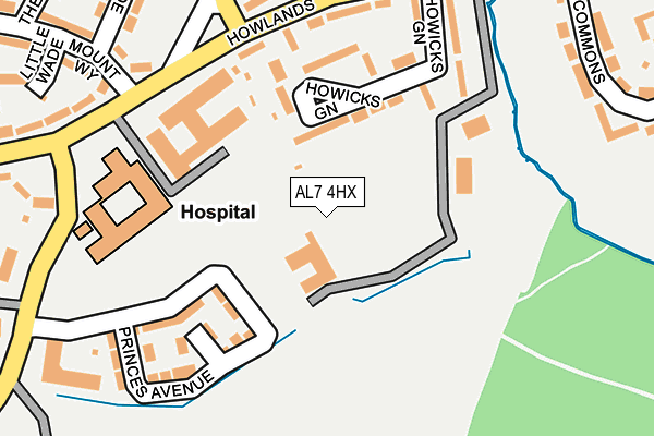 AL7 4HX map - OS OpenMap – Local (Ordnance Survey)