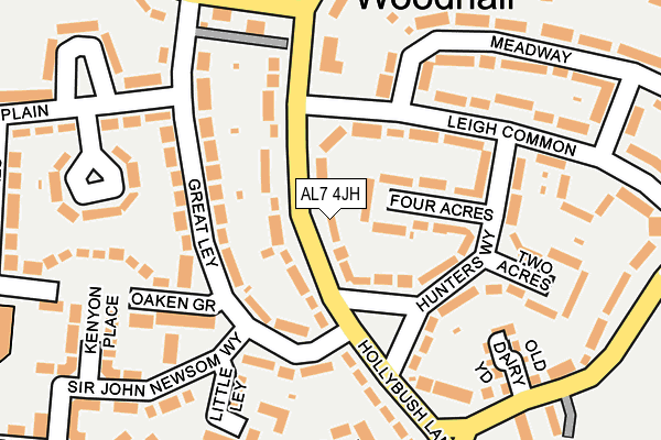 AL7 4JH map - OS OpenMap – Local (Ordnance Survey)