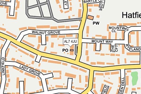 AL7 4JU map - OS OpenMap – Local (Ordnance Survey)