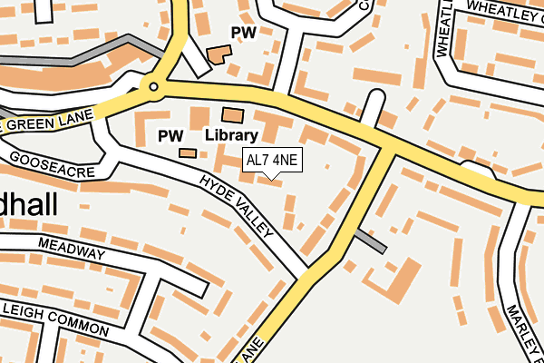 AL7 4NE map - OS OpenMap – Local (Ordnance Survey)
