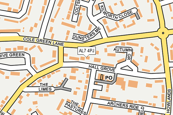 AL7 4PJ map - OS OpenMap – Local (Ordnance Survey)