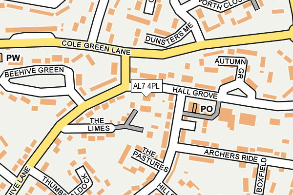 AL7 4PL map - OS OpenMap – Local (Ordnance Survey)