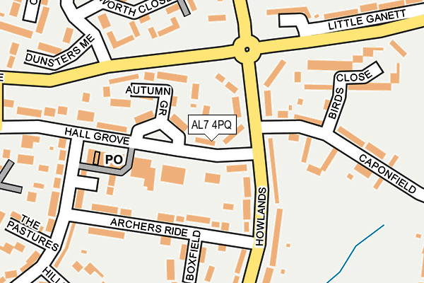 AL7 4PQ map - OS OpenMap – Local (Ordnance Survey)