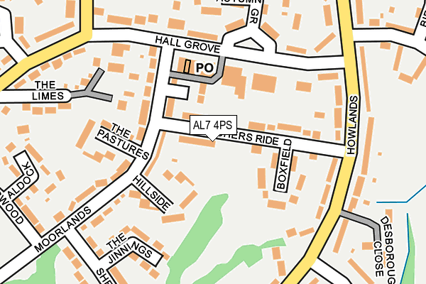 AL7 4PS map - OS OpenMap – Local (Ordnance Survey)