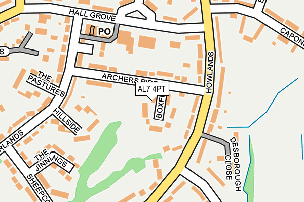 AL7 4PT map - OS OpenMap – Local (Ordnance Survey)