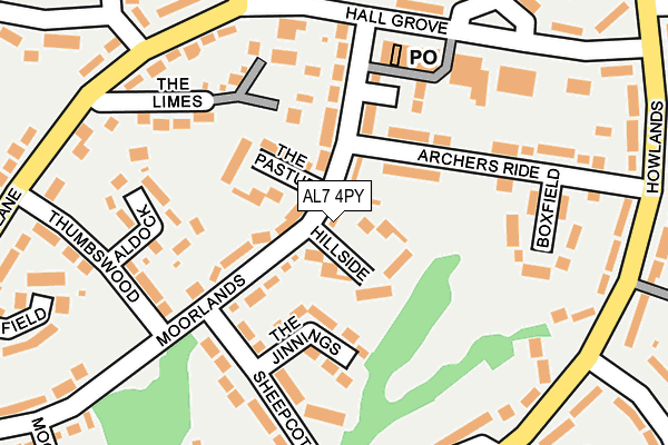 AL7 4PY map - OS OpenMap – Local (Ordnance Survey)