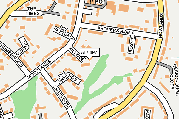 AL7 4PZ map - OS OpenMap – Local (Ordnance Survey)