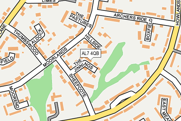AL7 4QB map - OS OpenMap – Local (Ordnance Survey)