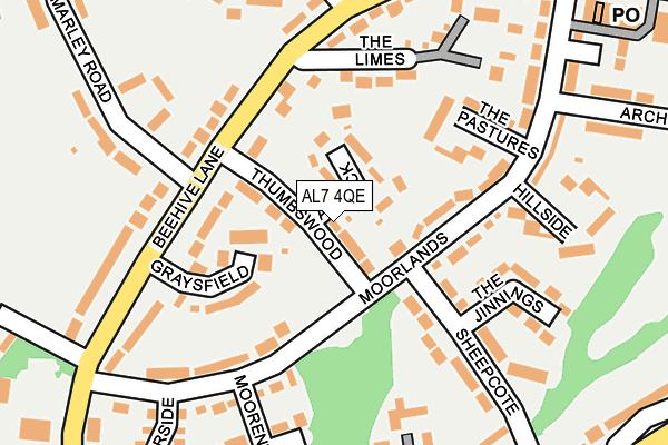 AL7 4QE map - OS OpenMap – Local (Ordnance Survey)