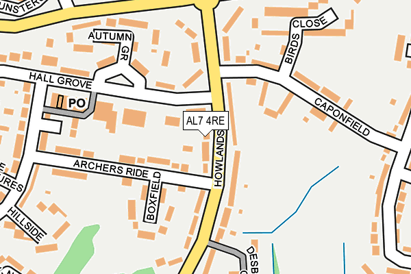 AL7 4RE map - OS OpenMap – Local (Ordnance Survey)