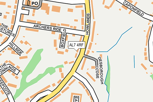 AL7 4RF map - OS OpenMap – Local (Ordnance Survey)