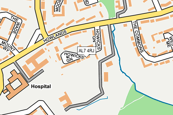 AL7 4RJ map - OS OpenMap – Local (Ordnance Survey)