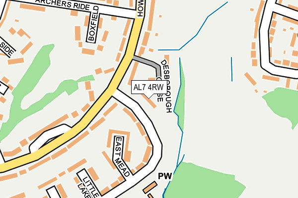 AL7 4RW map - OS OpenMap – Local (Ordnance Survey)