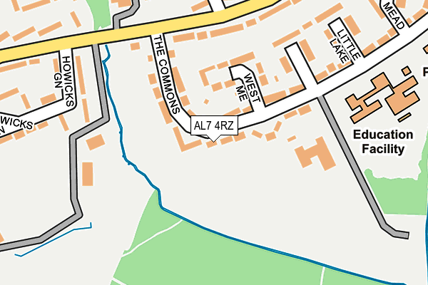 AL7 4RZ map - OS OpenMap – Local (Ordnance Survey)