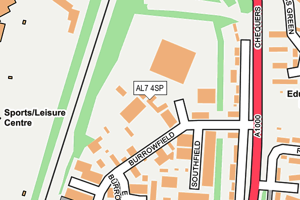 AL7 4SP map - OS OpenMap – Local (Ordnance Survey)