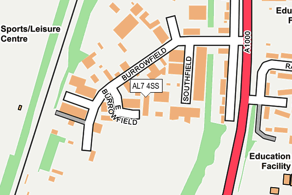 AL7 4SS map - OS OpenMap – Local (Ordnance Survey)