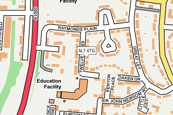 AL7 4TG map - OS OpenMap – Local (Ordnance Survey)