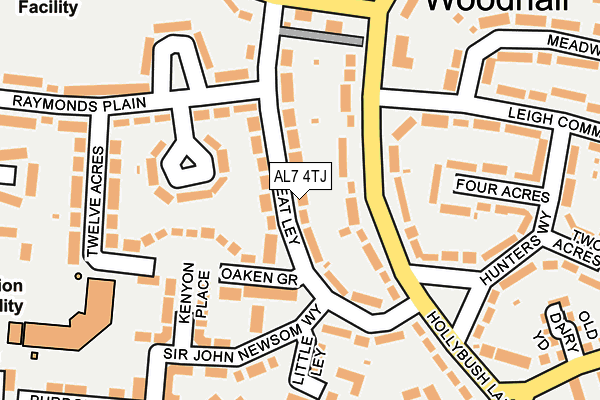 AL7 4TJ map - OS OpenMap – Local (Ordnance Survey)