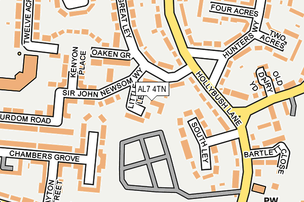 AL7 4TN map - OS OpenMap – Local (Ordnance Survey)