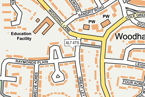 AL7 4TS map - OS OpenMap – Local (Ordnance Survey)
