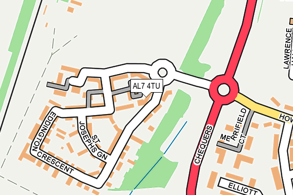 AL7 4TU map - OS OpenMap – Local (Ordnance Survey)