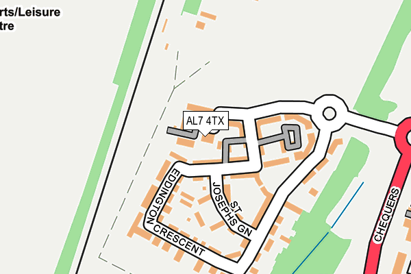 AL7 4TX map - OS OpenMap – Local (Ordnance Survey)