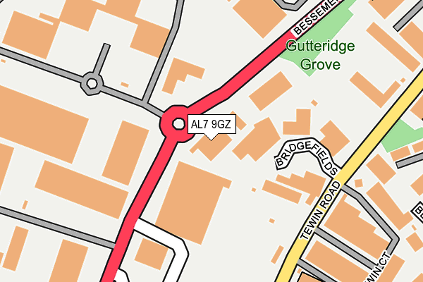 AL7 9GZ map - OS OpenMap – Local (Ordnance Survey)