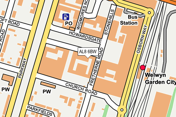 AL8 6BW map - OS OpenMap – Local (Ordnance Survey)