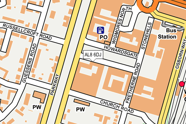 AL8 6DJ map - OS OpenMap – Local (Ordnance Survey)