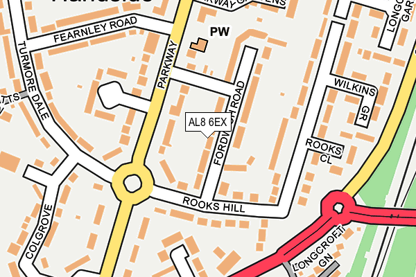 AL8 6EX map - OS OpenMap – Local (Ordnance Survey)
