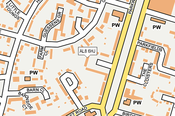 AL8 6HJ map - OS OpenMap – Local (Ordnance Survey)