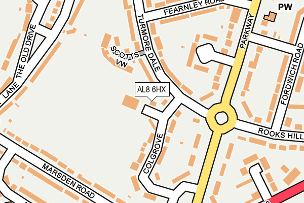 AL8 6HX map - OS OpenMap – Local (Ordnance Survey)