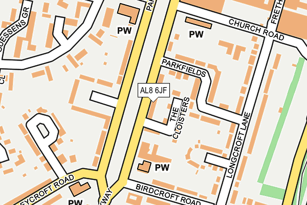 AL8 6JF map - OS OpenMap – Local (Ordnance Survey)