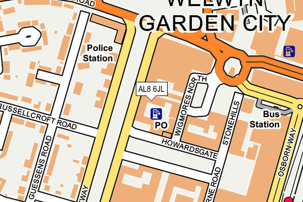 AL8 6JL map - OS OpenMap – Local (Ordnance Survey)