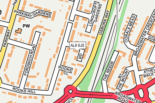 AL8 6JS map - OS OpenMap – Local (Ordnance Survey)