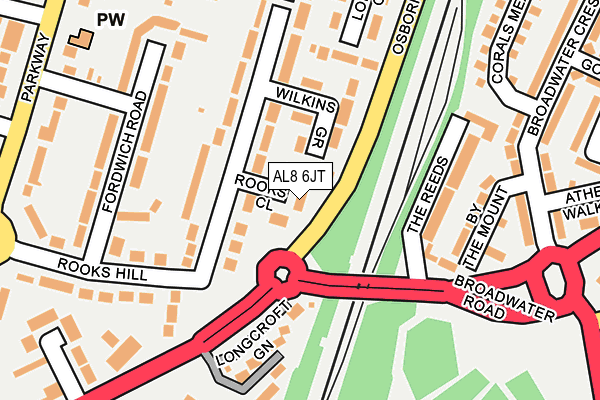 AL8 6JT map - OS OpenMap – Local (Ordnance Survey)