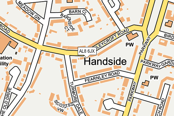 AL8 6JX map - OS OpenMap – Local (Ordnance Survey)