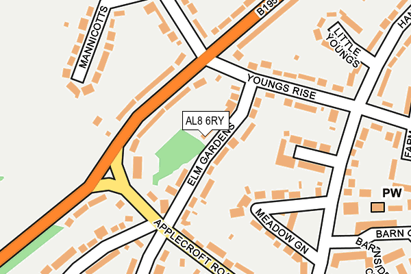 AL8 6RY map - OS OpenMap – Local (Ordnance Survey)