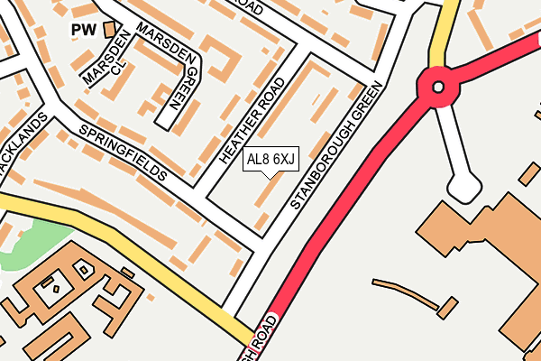 AL8 6XJ map - OS OpenMap – Local (Ordnance Survey)