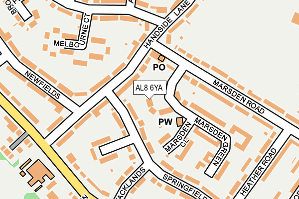 AL8 6YA map - OS OpenMap – Local (Ordnance Survey)