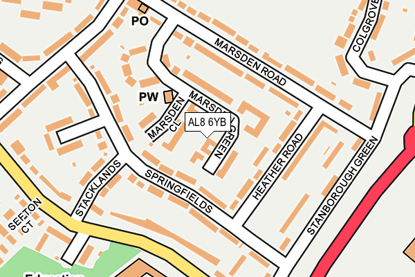 AL8 6YB map - OS OpenMap – Local (Ordnance Survey)