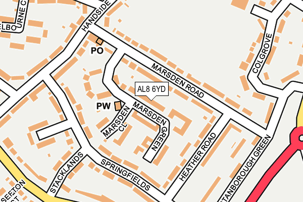 AL8 6YD map - OS OpenMap – Local (Ordnance Survey)