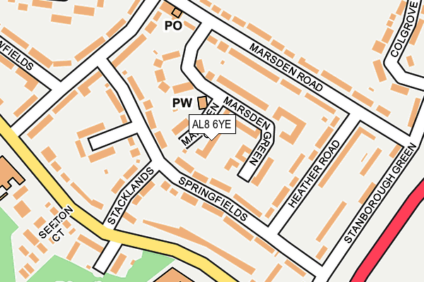 AL8 6YE map - OS OpenMap – Local (Ordnance Survey)