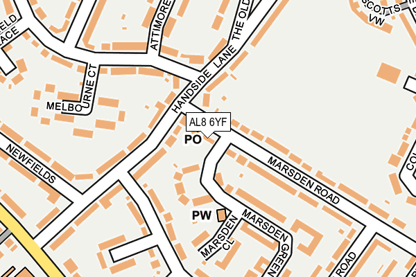 AL8 6YF map - OS OpenMap – Local (Ordnance Survey)