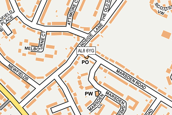 AL8 6YG map - OS OpenMap – Local (Ordnance Survey)