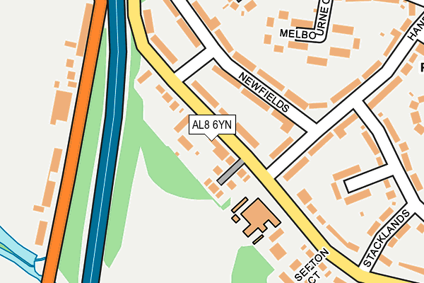 AL8 6YN map - OS OpenMap – Local (Ordnance Survey)