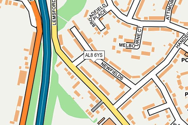 AL8 6YS map - OS OpenMap – Local (Ordnance Survey)