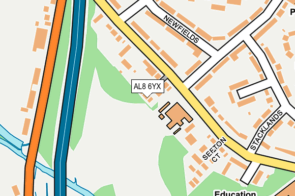 AL8 6YX map - OS OpenMap – Local (Ordnance Survey)
