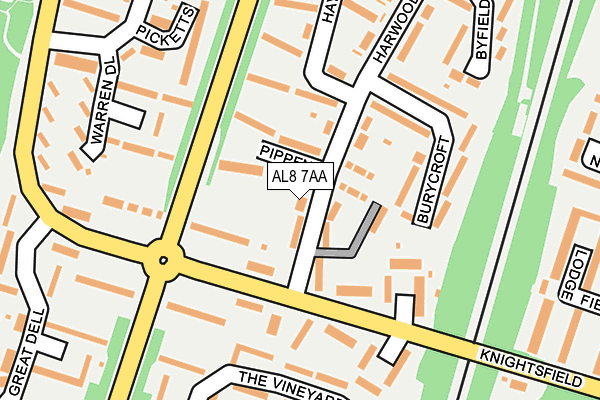 AL8 7AA map - OS OpenMap – Local (Ordnance Survey)