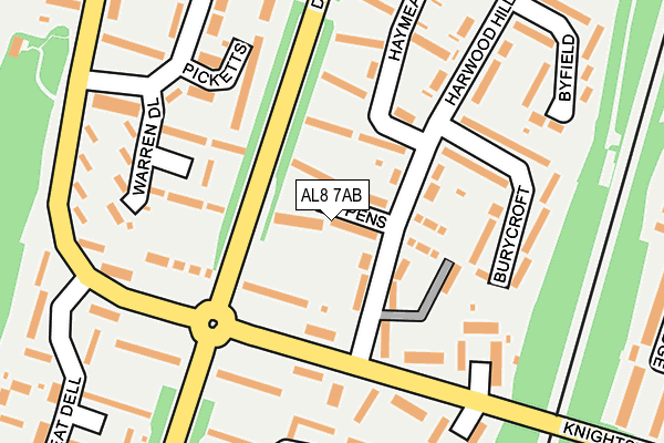 AL8 7AB map - OS OpenMap – Local (Ordnance Survey)